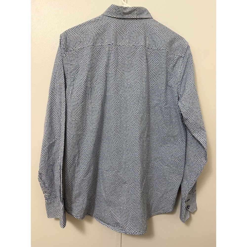Robert Graham Button Down Shirt‎ Large Blue Geometric Long Sleeve Classic Fit - Picture 7 of 9